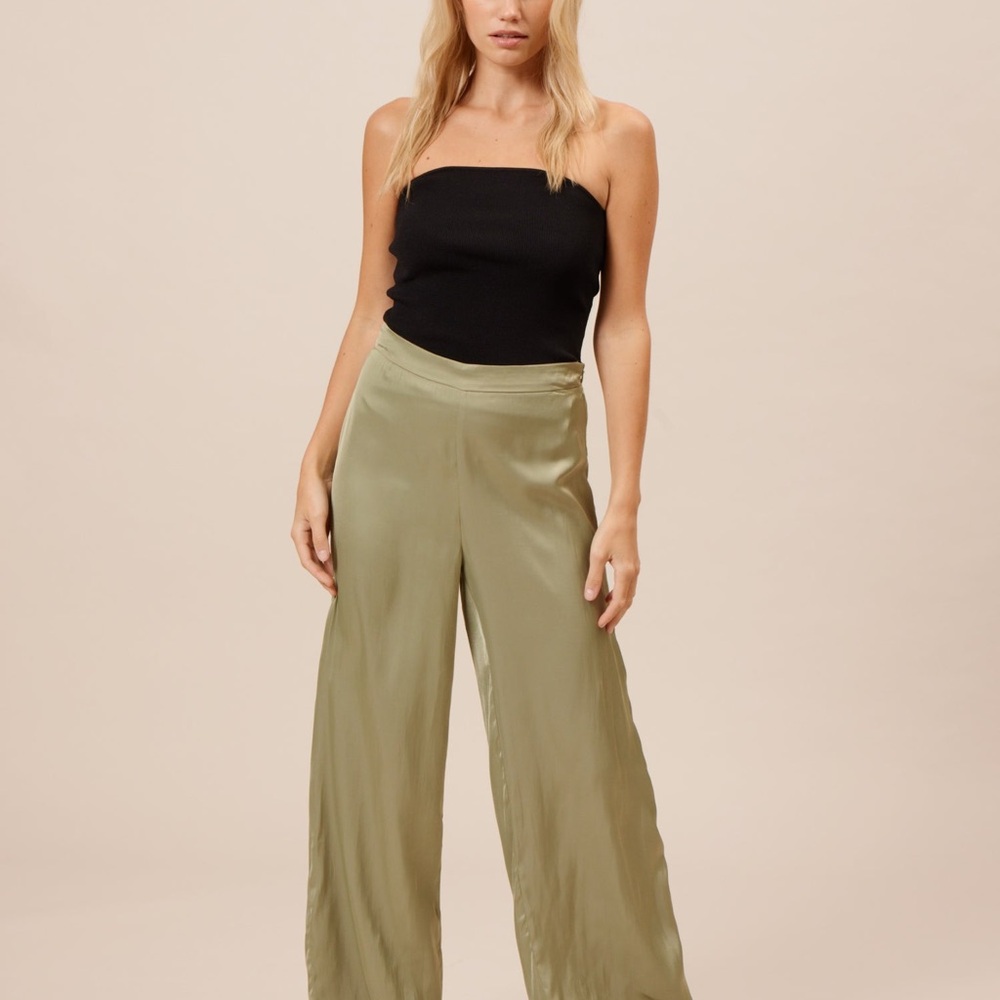 Lucy Paris Olive Green Women's Wide-Leg Pants